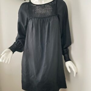 100% silk long sleeve Goth shift dress